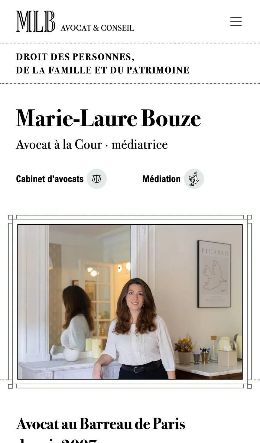 Page d'accueil du site Bouze Avocat, capturée sur mobile