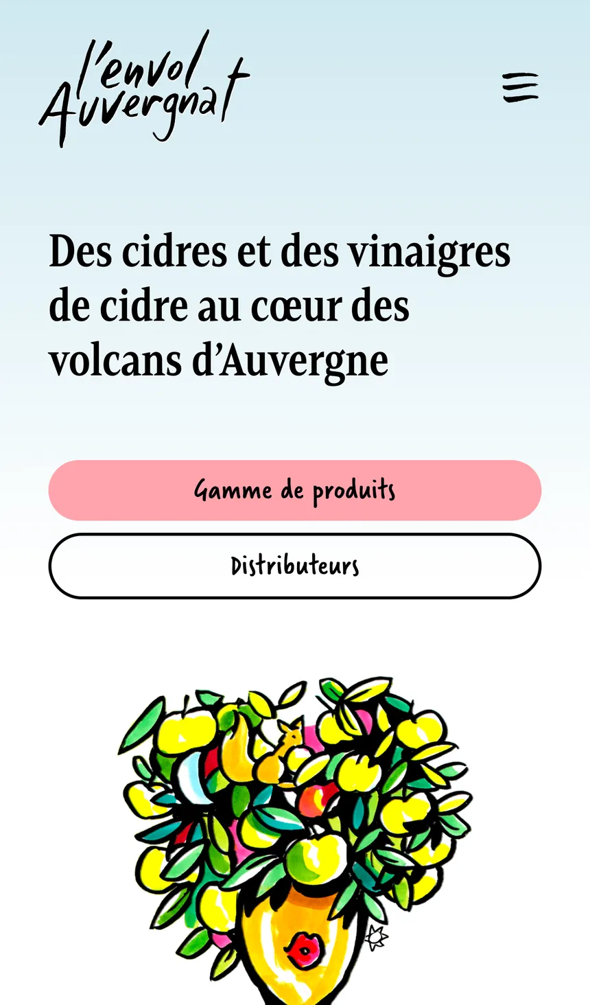 Page d'accueil du site L'Envol Auvergnat, capturée sur mobile